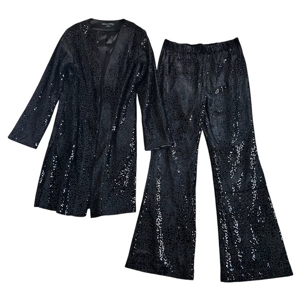 Soft Surroundings Womens Sz Small Black Sequin Jacket & Pants Set - Picture 13 of 14